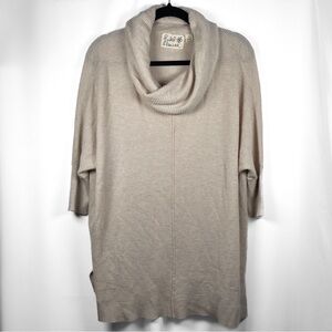 Anthropologie Field And Flower Oversized Sweater Cream Knit Cowl Turtleneck Sz M